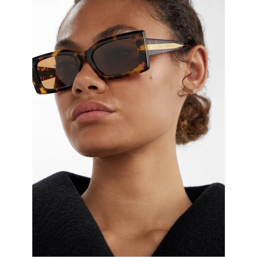 New Stella McCartney SC40065I 53E Tortoiseshell Rectangular Sunglasses Authentic